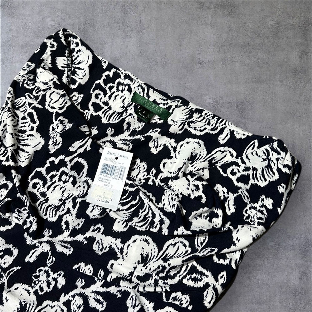 Lauren Ralph Lauren Dress Dark Blue/White Size 6 - Picture 2 of 6